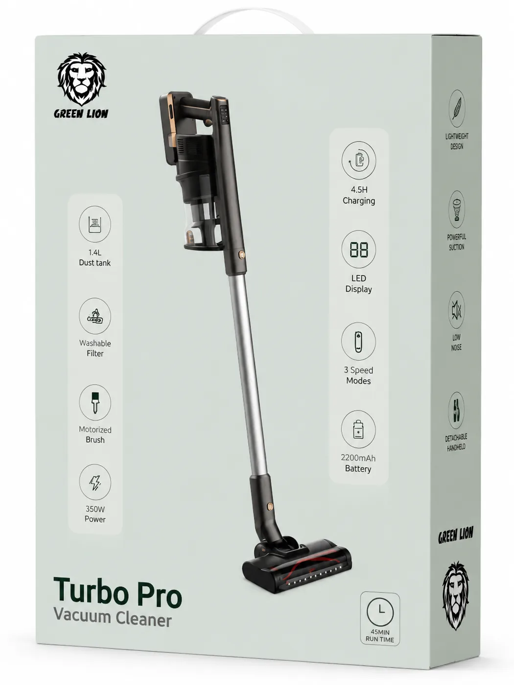 جارو برقی BATTERY 2200 MAH Green Lion Turbo Pro Vacuum Cleaner