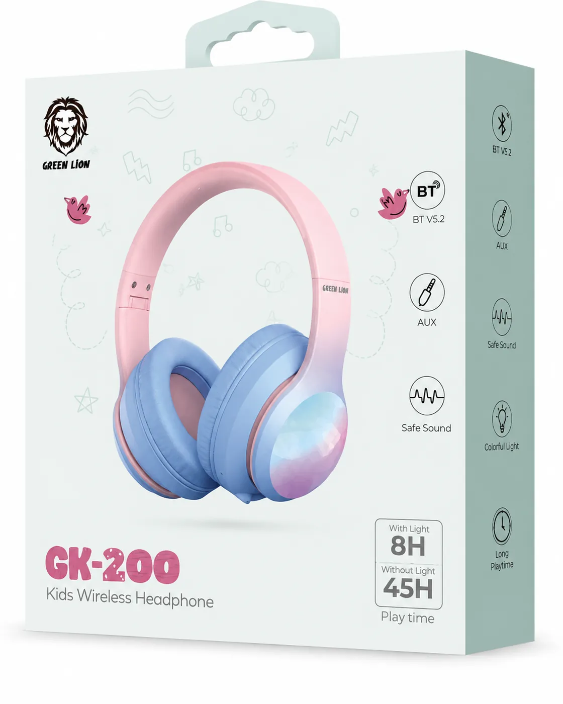 هدفون بچگانه GK-200 Green Lion Kids Wireless Headphone