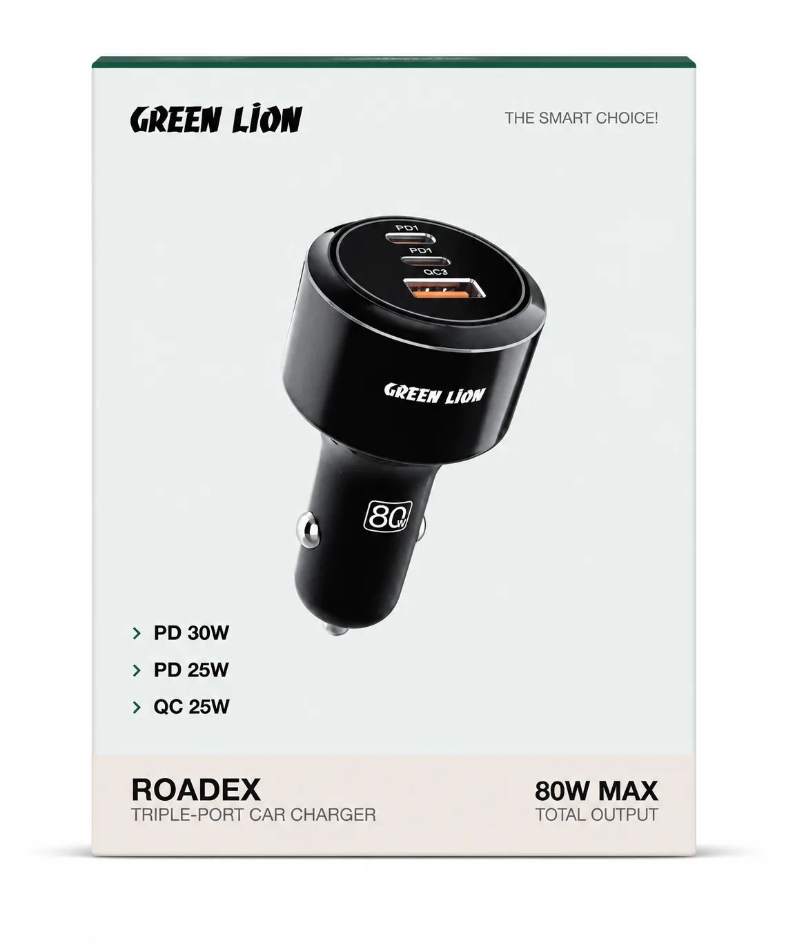 فندکی GL-CC10 Green Lion Roadex Triple-Port Car Charger 80W Max