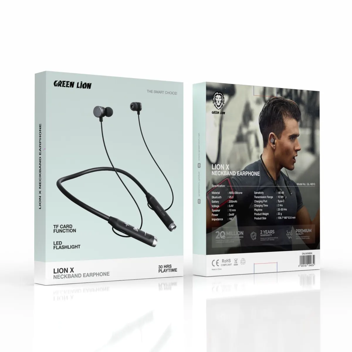 هندزفری گردنی لیون ایکس گرین Green Lion X Neckband Earphone - تصویر رسمی 1